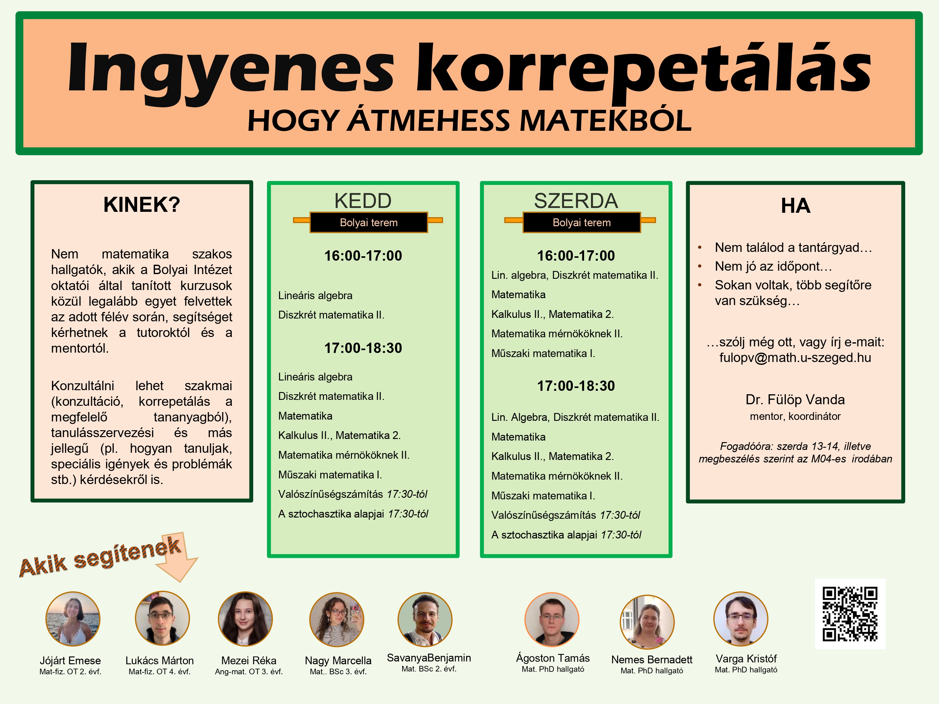 Ingyenes korrepetálás a Bolyai Intézetben