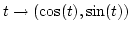 $t\rightarrow(\cos(t),\sin(t))$
