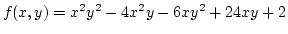 $f(x,y)=x^2y^2-4x^2y-6xy^2+24xy+2$
